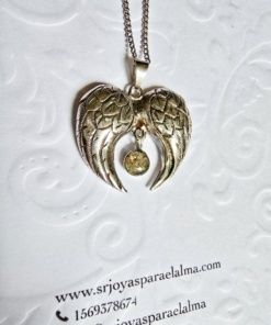 Dije Alas ángel + mini dije a elección plata 925 3.5cm