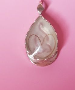 Dije gota 4cm con borde sin bolitas  plata 925