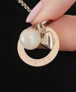 Dije Ruso Meli (sin cadena) + 1 grabado + 1 mini perla + mini corazón liso plata 925
