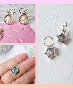 Mini dije a elección 10mm estrella,círculo, corazón, gota plata 925