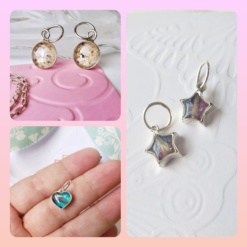 Mini dije a elección 10mm estrella,círculo, corazón, gota plata 925