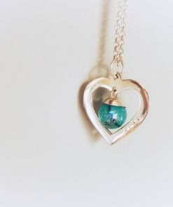 Collar Freya Corazón +1 grabado +1 mini perla + cadena rolo fina plata 925