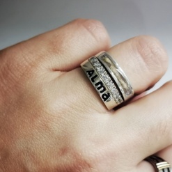2 anillos: 1 Anillo Sin fin + 1 anillo con nombre y cubics plata 925