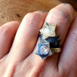 Anillo Estelar 2 estrellas ajustable plata 925