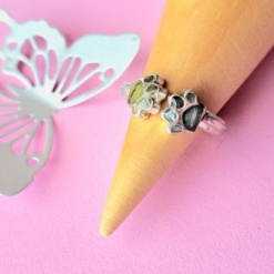 Anillo huella ajustable 2 patitas plata 925