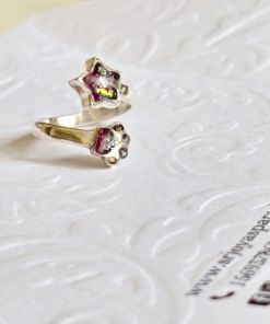 Anillo ajustable huella y estrella plata 925