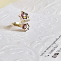 Anillo ajustable huella y estrella plata 925