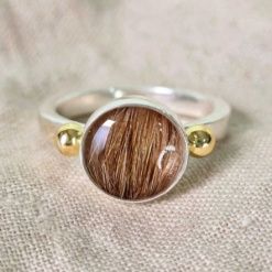 Anillo Round plata 925 bolitas de oro 18k